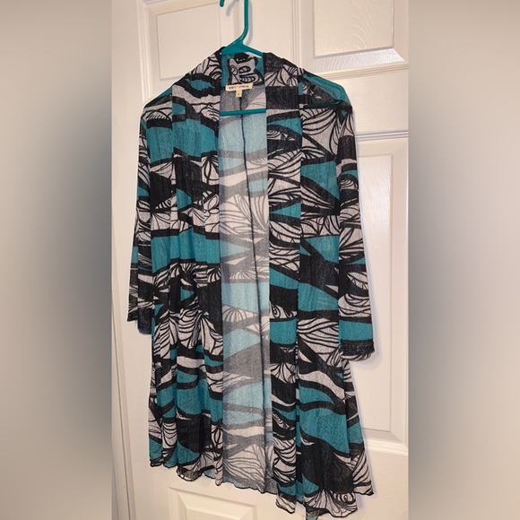 Angel + Premium L Womens Open Front Sheer Cover-up Green Black White - Picture 1 of 6